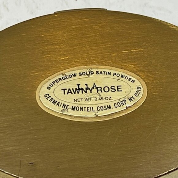 VTG Gold Tone Brass Monogramed Germaine Monteil Oval Powder Compact 2.5" - Picture 6 of 12